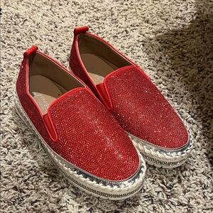 Red rhinestone slip-on